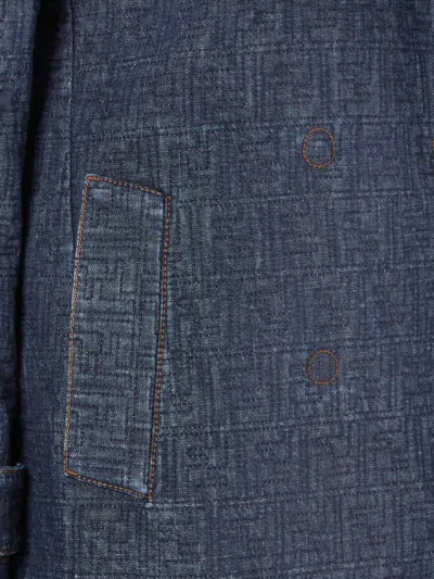 Fendi Padded Denim Caban Coat Double Breasted In Multi