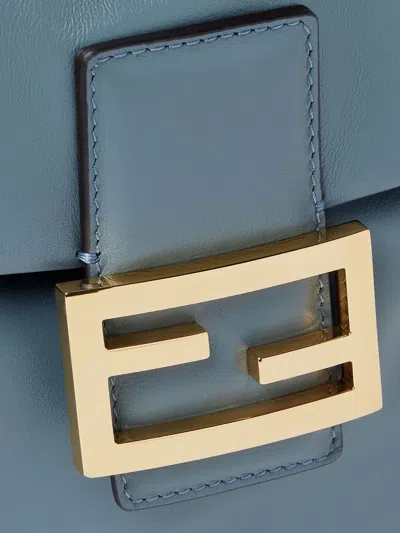 Fendi Women Leather Backpack With Metal Ff Logo Detail In Blue