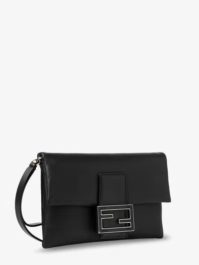 Fendi Women Mamma Baguette Leather Crossbody Bag In Black