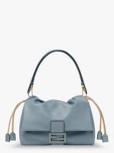 Fendi Women Mamma Baguette Medium Leather Crossbody Bag In Blue