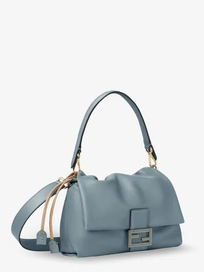 Fendi Women Mamma Baguette Medium Leather Crossbody Bag In Blue