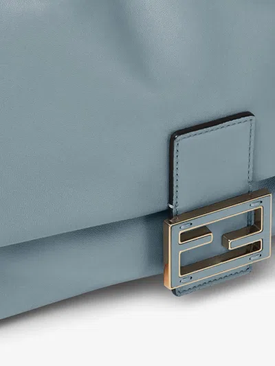 Fendi Women Mamma Baguette Medium Leather Crossbody Bag In Blue