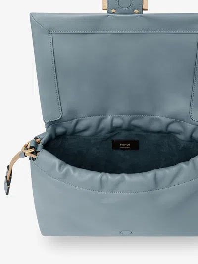 Fendi Women Mamma Baguette Medium Leather Crossbody Bag In Blue