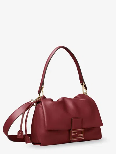 Fendi Women Mamma Baguette Medium Leather Crossbody Bag In Red