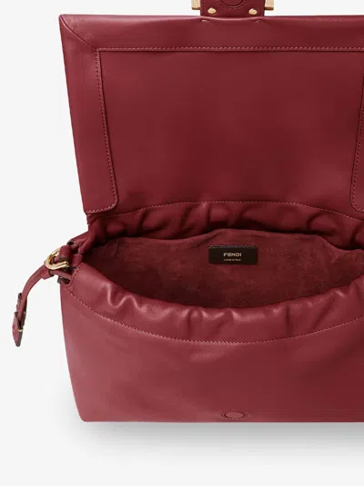Fendi Women Mamma Baguette Medium Leather Crossbody Bag In Red