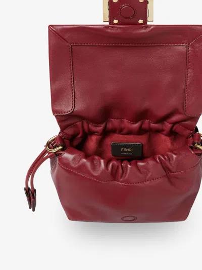 Fendi Women Mamma Baguette Small Leather Crossbody Bag In Red