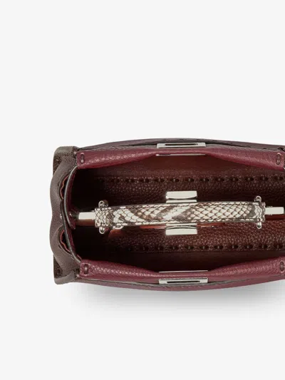 Fendi Women Peekaboo Mini Leather Crossbody Bag In Red