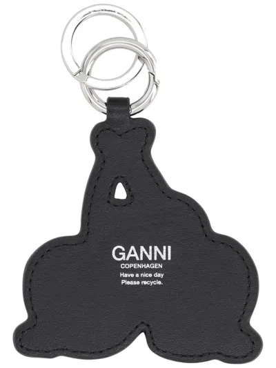 Ganni Leather Keychain In Red