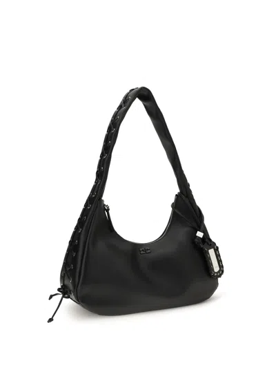 Ganni Women Medium Laces Hobo Bag In Black