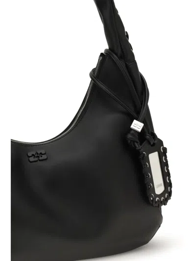 Ganni Women Medium Laces Hobo Bag In Black