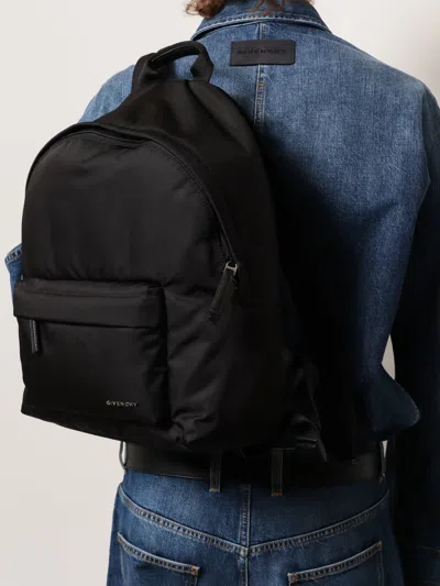 Givenchy Black Backpack With Adjustable Shoulder Straps And Logo On Front In Tech Fabric Man