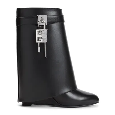 Givenchy Draped Design Black Boots With Pointed Toe And Signature Buckle