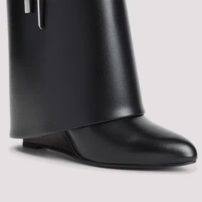 Givenchy Draped Design Black Boots With Pointed Toe And Signature Buckle
