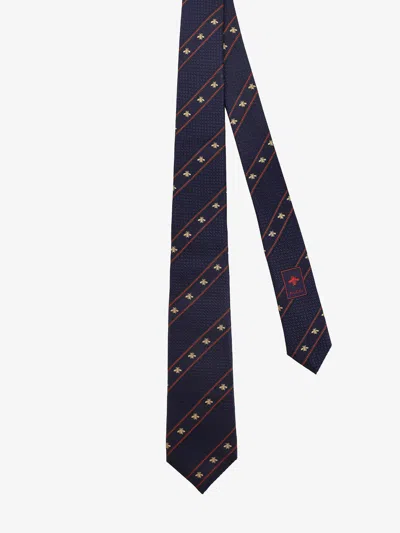 Gucci Men Labour Silk Tie In Blue