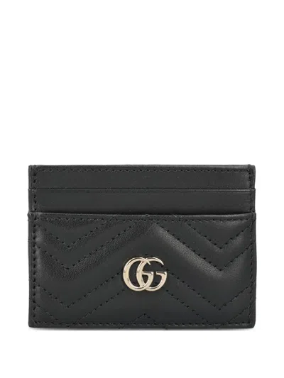 Gucci Women Gg Marmont Leather Card Case In Black