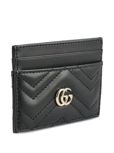 Gucci Women Gg Marmont Leather Card Case In Black