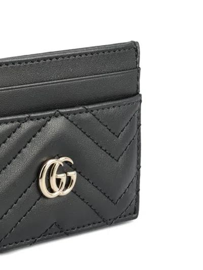 Gucci Women Gg Marmont Leather Card Case In Black