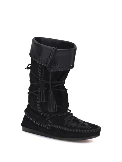 Isabel Marant Almond Toe Ankle Boots With Tassel Detail In Black