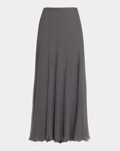 Chloé Organic Silk Mousseline Maxi Skirt In Gray
