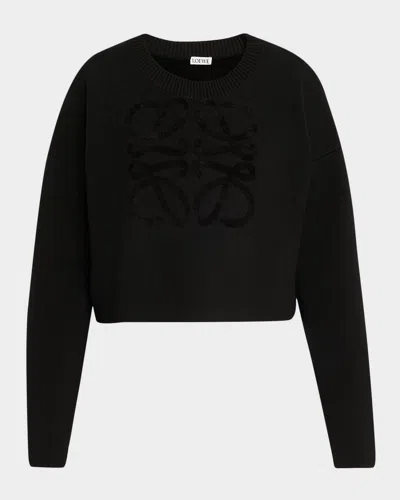 Loewe Anagram Wool-blend Sweater In Black