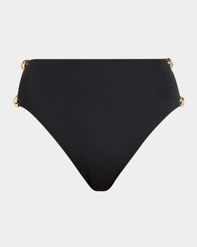 Simkhai Tyas Studded High-waist Bikini Bottoms In Black