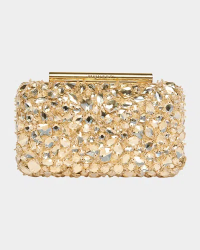 Alexander Mcqueen Bead & Crystal T-bar Clutch Bag In Gold