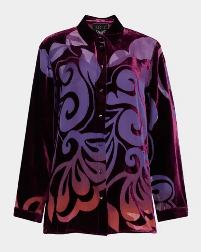 Johnny Was Bess Button-down Ombre Burnout Blouse In Multi