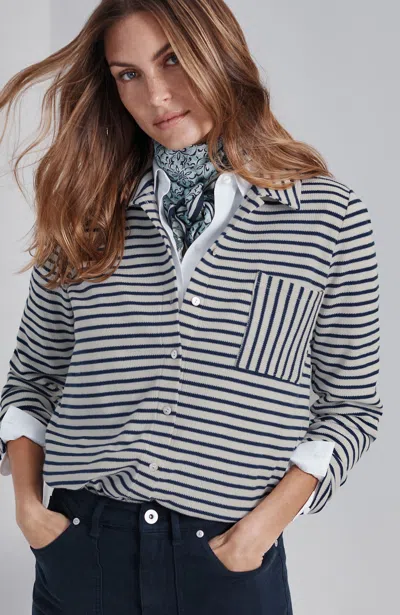 Jjill J.jill Striped Textured-knit Shirt In Multi