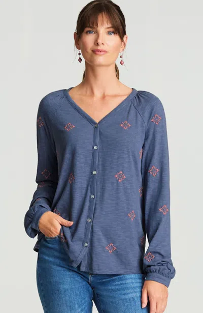 Jjill J.jill Pure Jill Embroidered Top In Blue