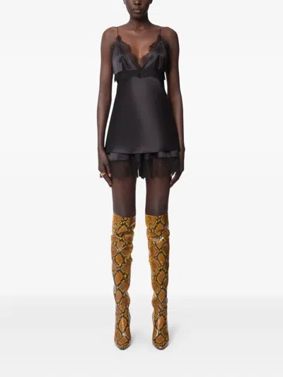 Nina Ricci Lace-trimmed Silk-blend Satin Camisole In Black
