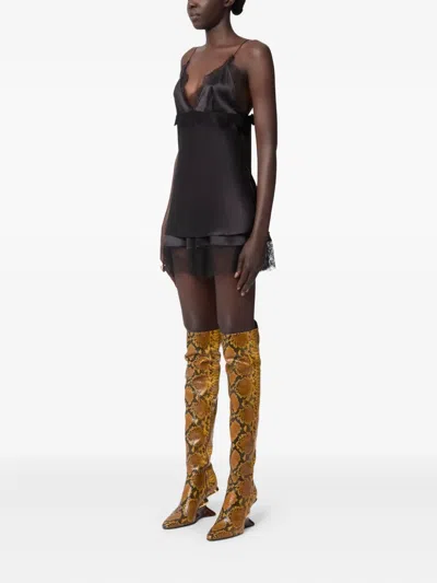 Nina Ricci Lace-trimmed Silk-blend Satin Camisole In Black
