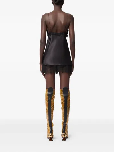 Nina Ricci Lace-trimmed Silk-blend Satin Camisole In Black
