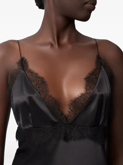 Nina Ricci Lace-trimmed Silk-blend Satin Camisole In Black