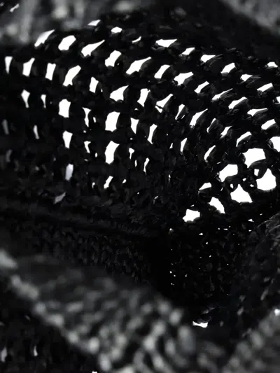 Pre-owned Prada Triangle Logo Open Raffia Tote Bag In Black