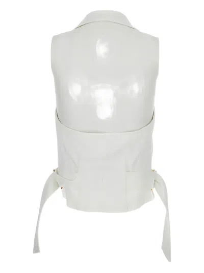 Elisabetta Franchi Double-breasted Belted Vest In White