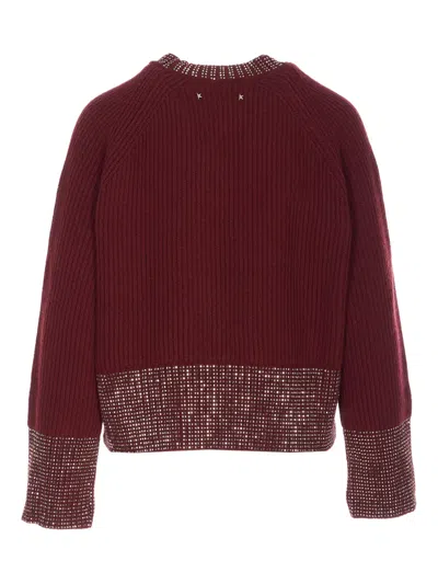 Golden Goose Women Embroidered Rhinestones Sweater In Burgundy