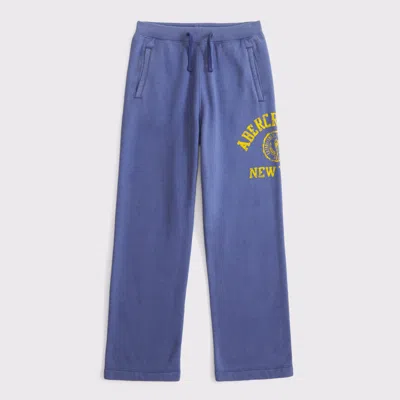Abercrombie & Fitch Logo Baggy Open-hem Sweatpants In Blue