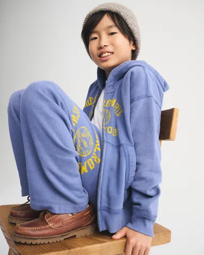 Abercrombie & Fitch Logo Baggy Open-hem Sweatpants In Blue