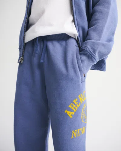 Abercrombie & Fitch Logo Baggy Open-hem Sweatpants In Blue