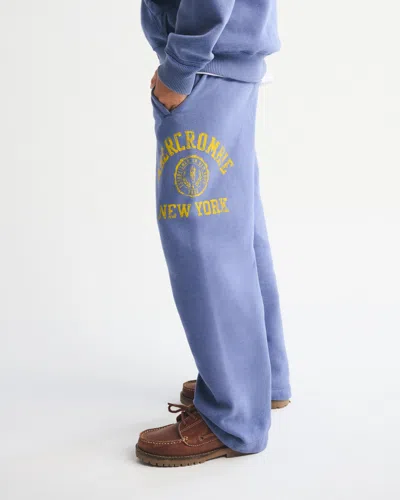 Abercrombie & Fitch Logo Baggy Open-hem Sweatpants In Blue
