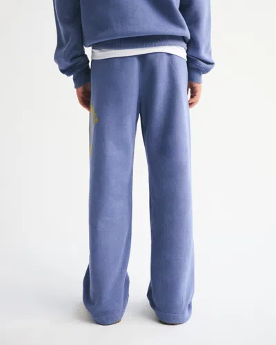 Abercrombie & Fitch Logo Baggy Open-hem Sweatpants In Blue
