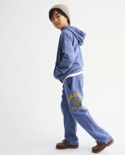 Abercrombie & Fitch Logo Baggy Open-hem Sweatpants In Blue
