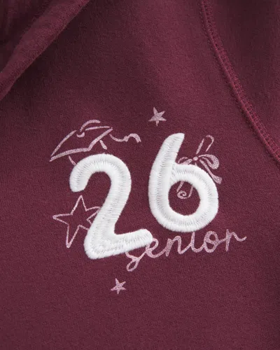 Hollister Zip-up Senior '26 Graphic Hoodie In Burgundy