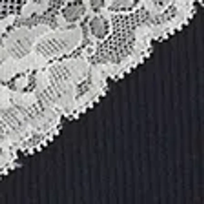 Abercrombie & Fitch Bra-free Lace-trim Rib Cami In Blue