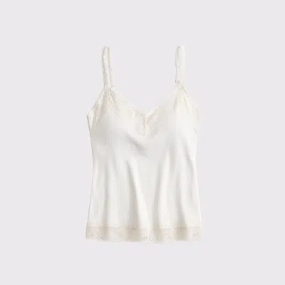 Abercrombie & Fitch Bra-free Lace-trim Rib Cami In White