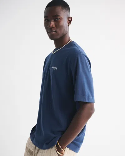 Abercrombie & Fitch Premium Heavyweight 2.0 Micro-logo Tee In Blue