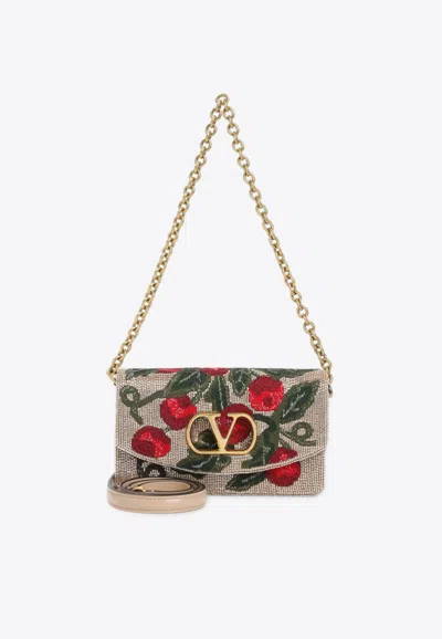 Valentino Garavani Vain Cherry Shoulder Bag In Silver