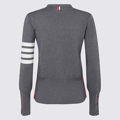 Thom Browne Classic Milan Cardigan With Four Bands In Gray