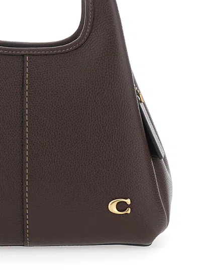 Coach Polished Pebble Leather Lana Shoulder Bag 23 In Brown
