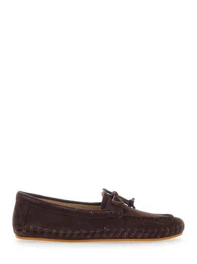 Le Monde Beryl Bow-tie Detail Stitched Loafers In Brown